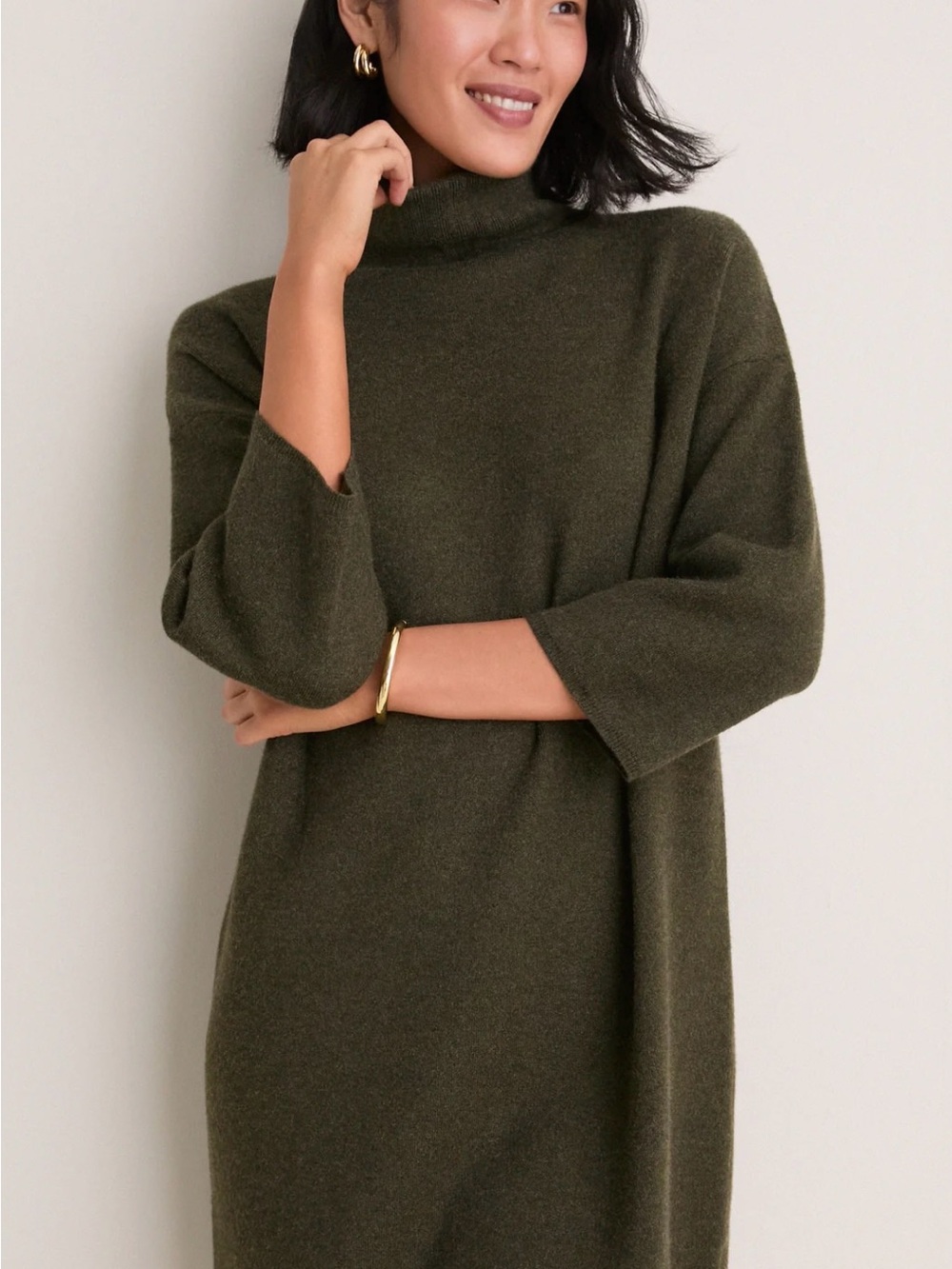 Pomander Place Moss Green Turtleneck Mini Dress Size XS